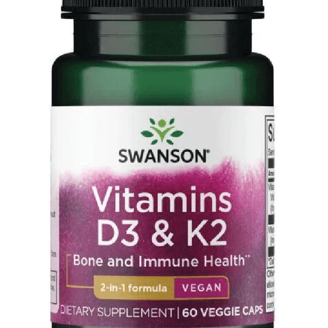 Swanson D3 + K2 vitaminok / 60 db növényi (vegán) kapszula