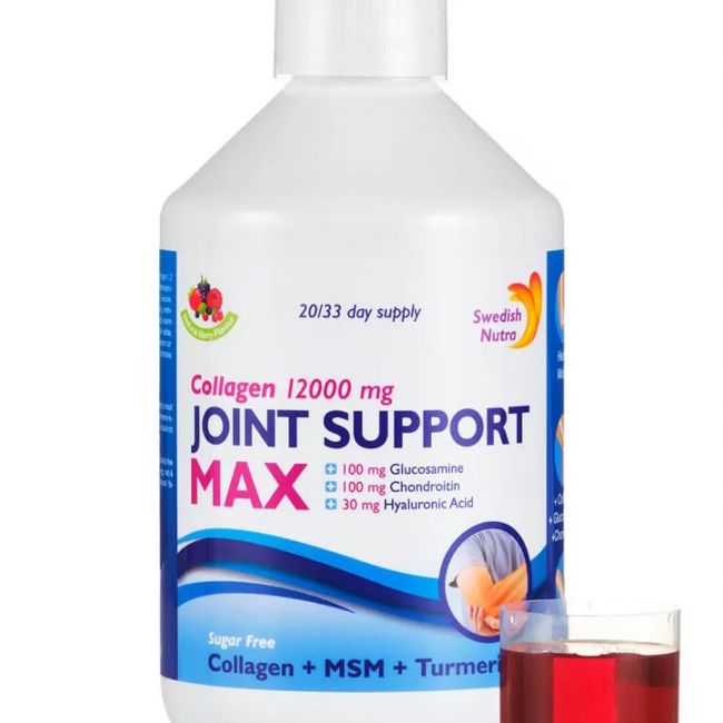 SWEDISH NUTRA JOINT SUPPORT MAX - CUKORMENTES ÍZÜLETVÉDŐ FOLYÉKONY KOLLAGÉN 